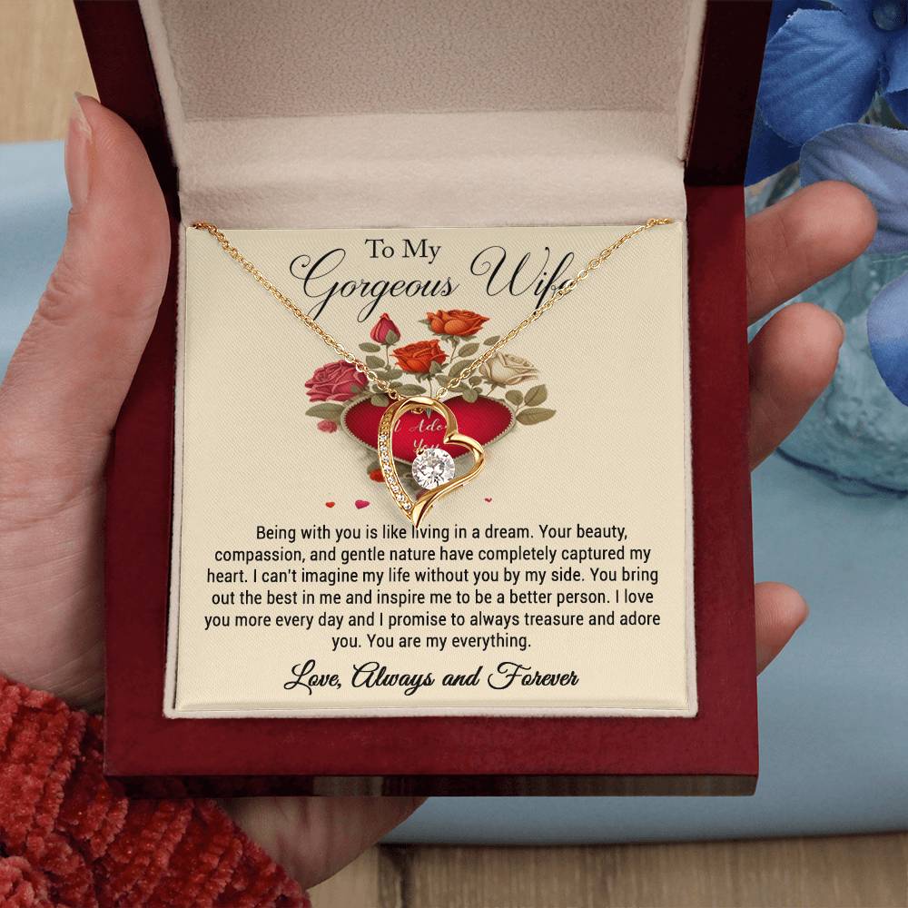 To My Gorgeous Wife I Adore You Forever Love Necklace