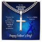 To My Fishing Dad Cuban Chain with Artisan Cross Necklace with Personalized Engraving
