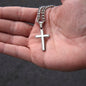 To My Fishing Dad Cuban Chain with Artisan Cross Necklace with Personalized Engraving