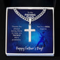 To My Fishing Dad Cuban Chain with Artisan Cross Necklace with Personalized Engraving