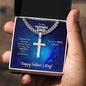 To My Fishing Dad Cuban Chain with Artisan Cross Necklace with Personalized Engraving