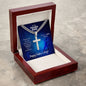 To My Fishing Dad Cuban Chain with Artisan Cross Necklace with Personalized Engraving