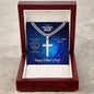To My Fishing Dad Cuban Chain with Artisan Cross Necklace with Personalized Engraving