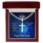 To My Fishing Dad Cuban Chain with Artisan Cross Necklace with Personalized Engraving