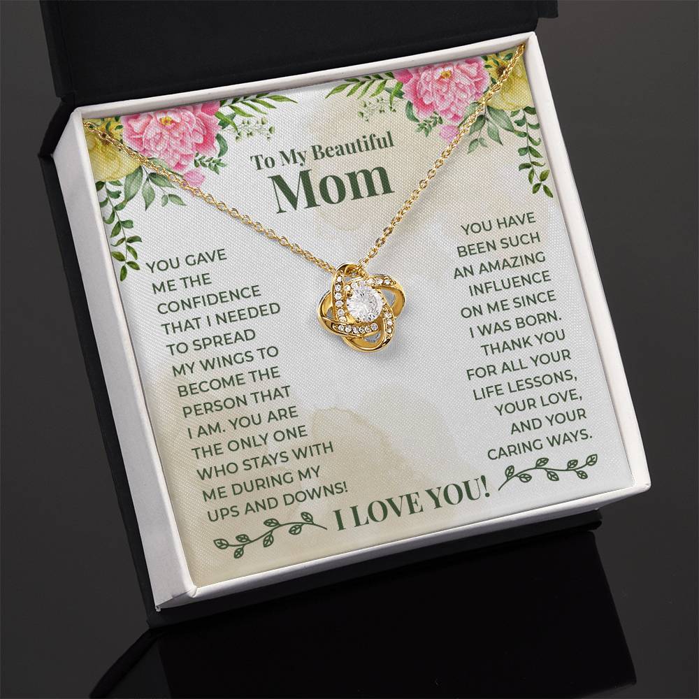 To My Beautiful Mom Gift Necklace / Love Knot Necklace for Mom