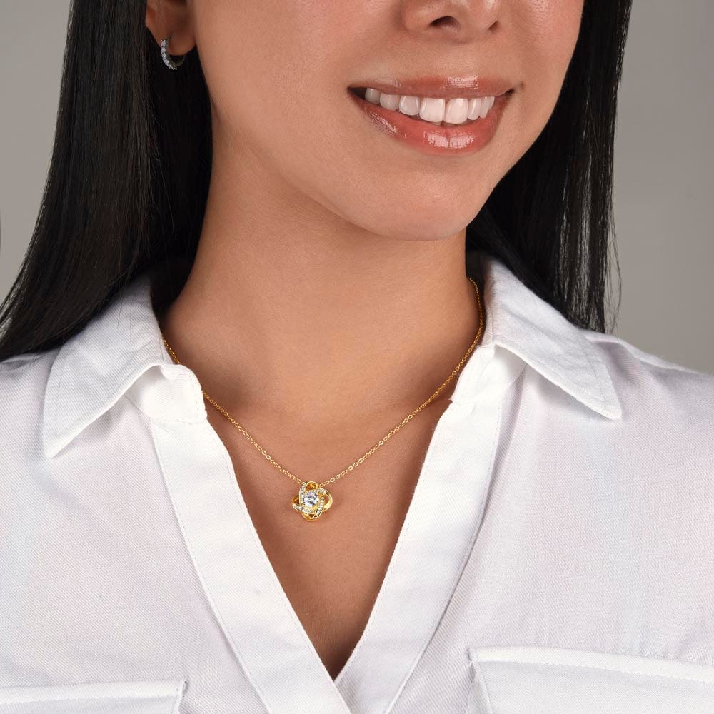To My Loving Mom Gift Necklace with Message Card, Love Knot Pendant Necklace for Mom