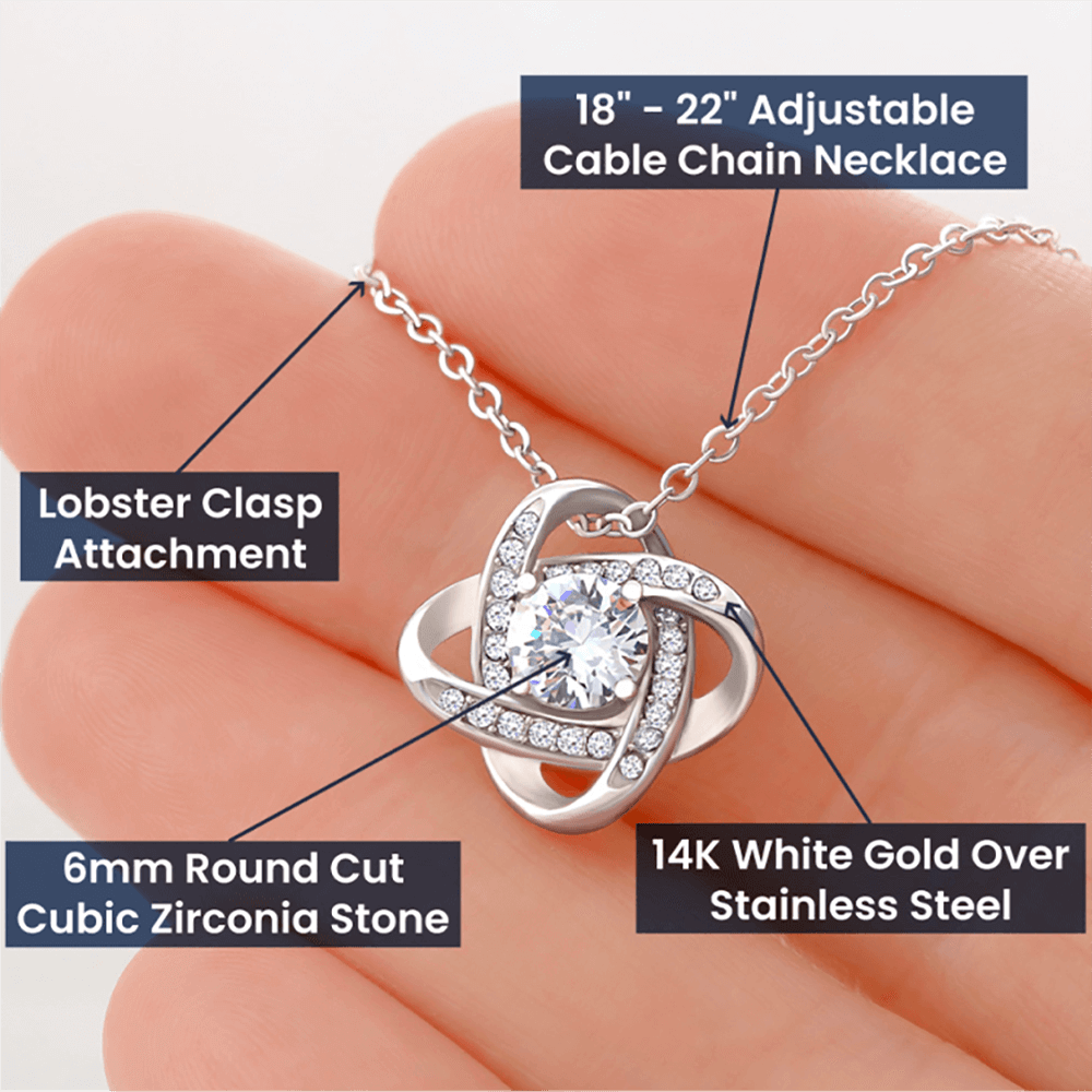 To My Loving Mom Gift Necklace with Message Card, Love Knot Pendant Necklace for Mom