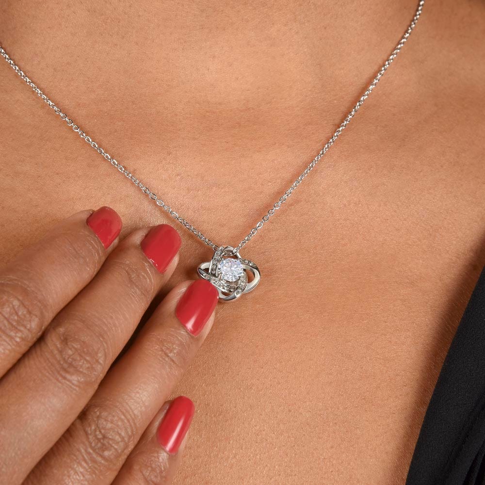 To My Loving Mom Gift Necklace with Message Card, Love Knot Pendant Necklace for Mom