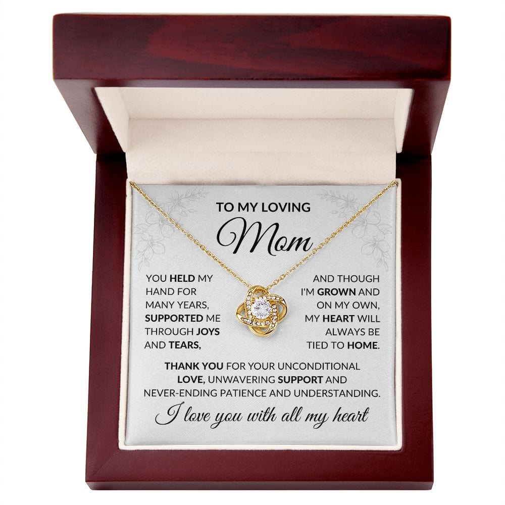 To My Loving Mom Gift Necklace with Message Card, Love Knot Pendant Necklace for Mom