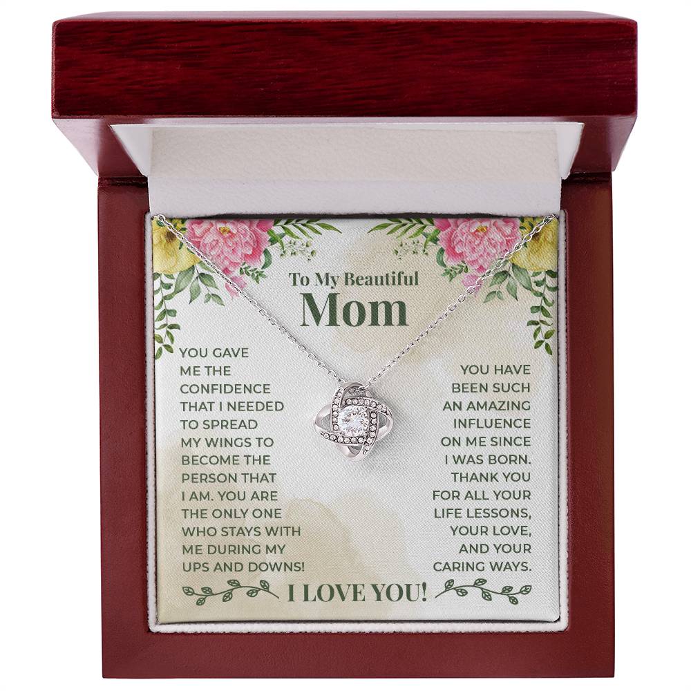 To My Beautiful Mom Gift Necklace / Love Knot Necklace for Mom