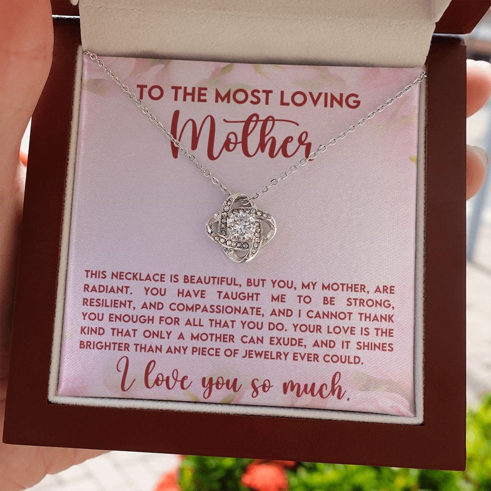 To The Most Loving Mother Ever Gift Necklace, To My Mom Love Knot Necklace with Message Card