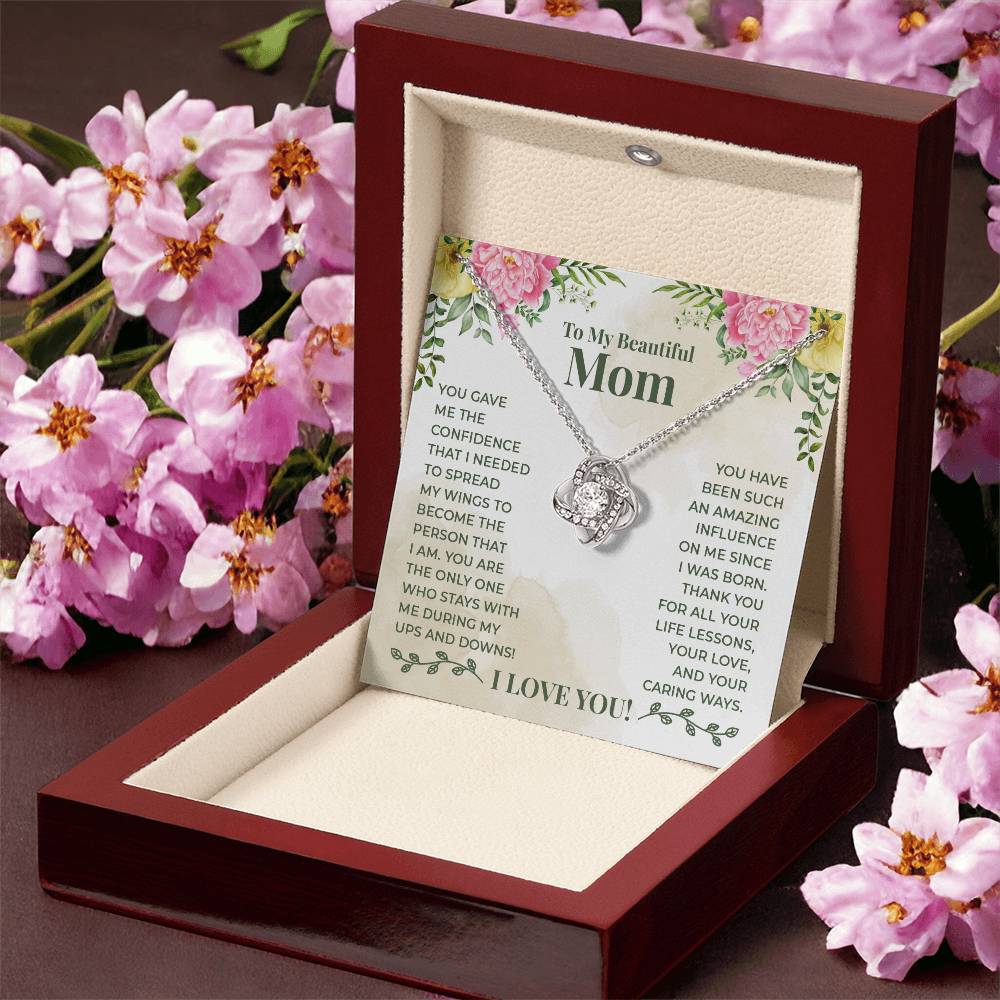 To My Beautiful Mom Gift Necklace / Love Knot Necklace for Mom