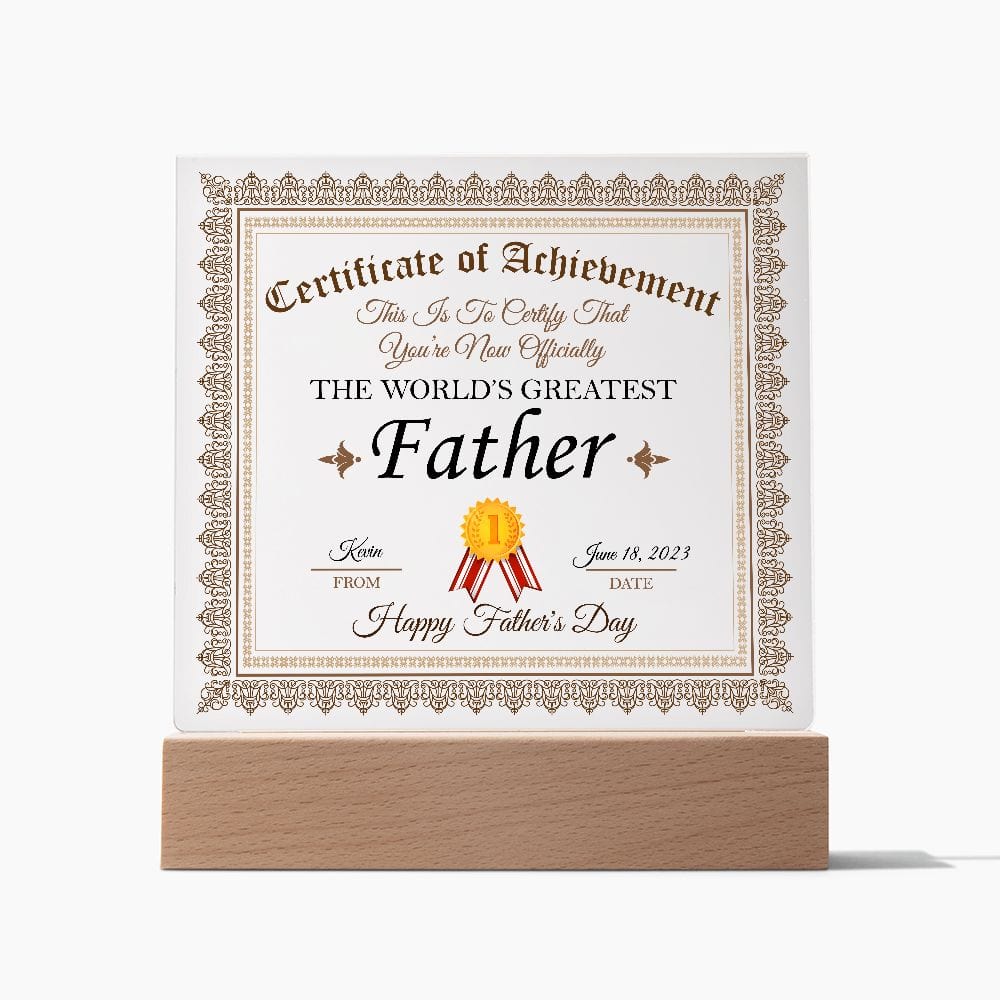 Personalized Father's Day Gift Plaque, Square Acrylic Plaque, Greatest Father Plaque