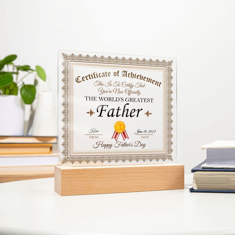 Personalized Father's Day Gift Plaque, Square Acrylic Plaque, Greatest Father Plaque