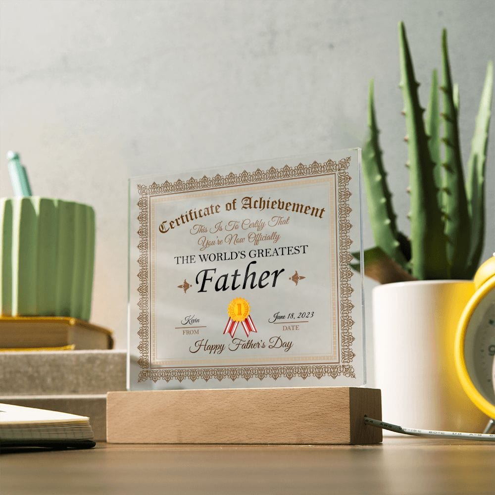 Personalized Father's Day Gift Plaque, Square Acrylic Plaque, Greatest Father Plaque