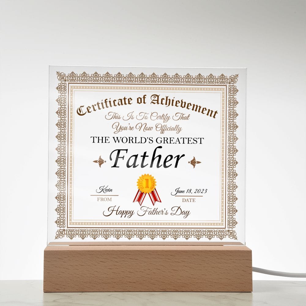 Personalized Father's Day Gift Plaque, Square Acrylic Plaque, Greatest Father Plaque