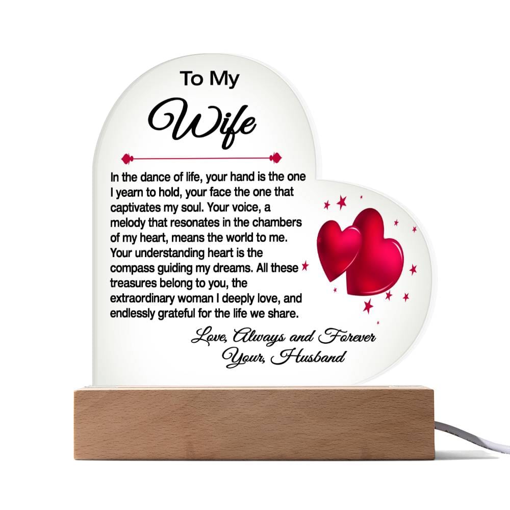 "To My Beloved Wife: A Heartfelt Acrylic Sculpture on a Stand, Capturing the Dance of Our Love"
