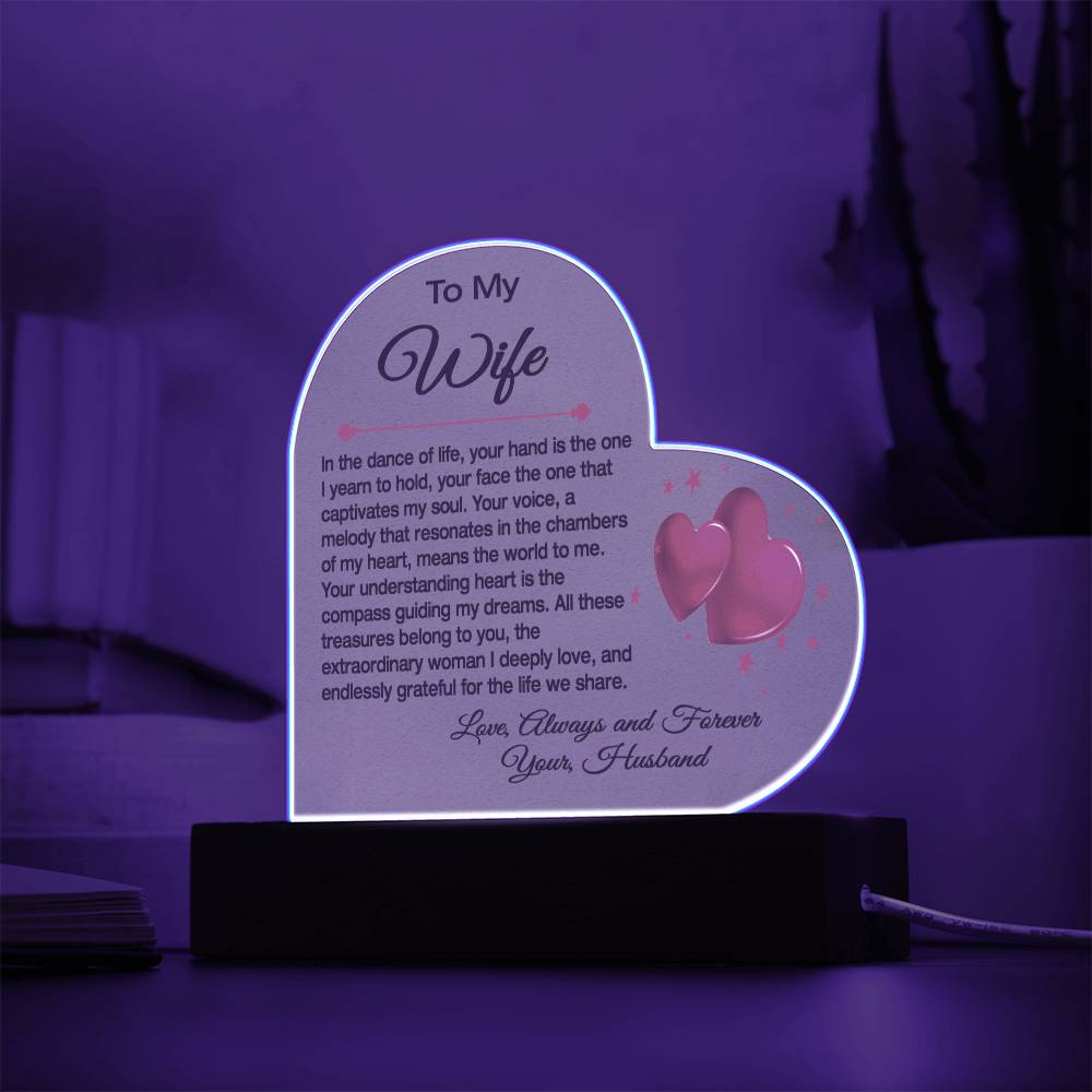 "To My Beloved Wife: A Heartfelt Acrylic Sculpture on a Stand, Capturing the Dance of Our Love"