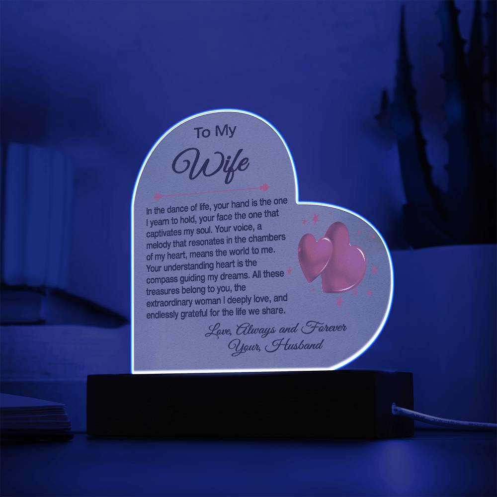 "To My Beloved Wife: A Heartfelt Acrylic Sculpture on a Stand, Capturing the Dance of Our Love"