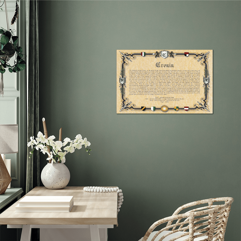 Surname History on high gloss metal art print