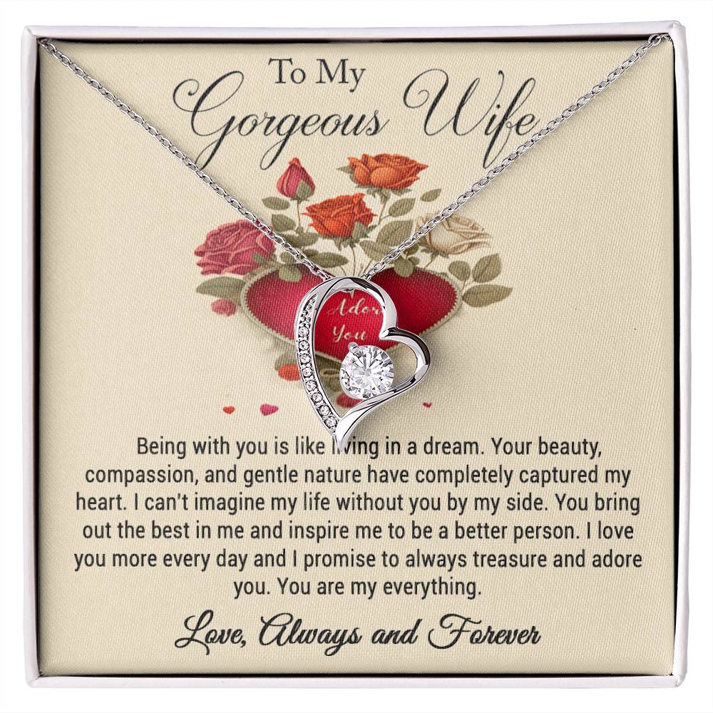 To My Gorgeous Wife I Adore You Forever Love Necklace