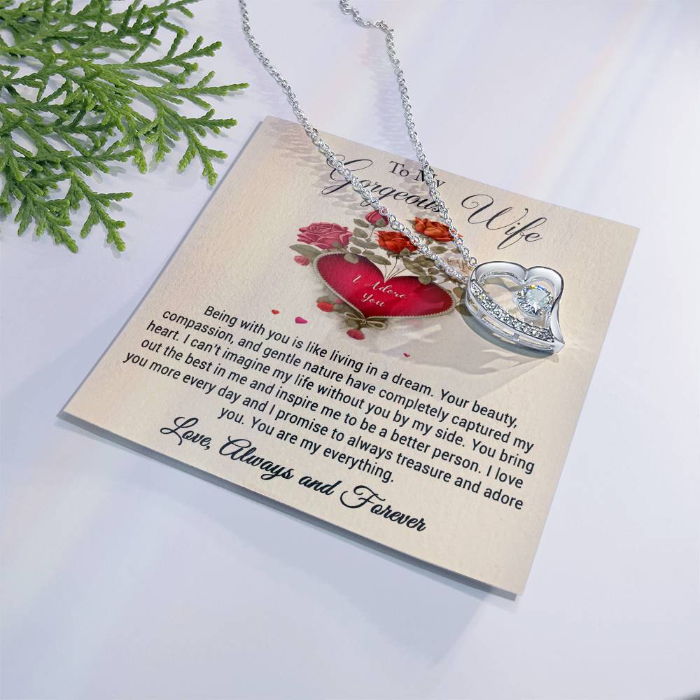 To My Gorgeous Wife I Adore You Forever Love Necklace