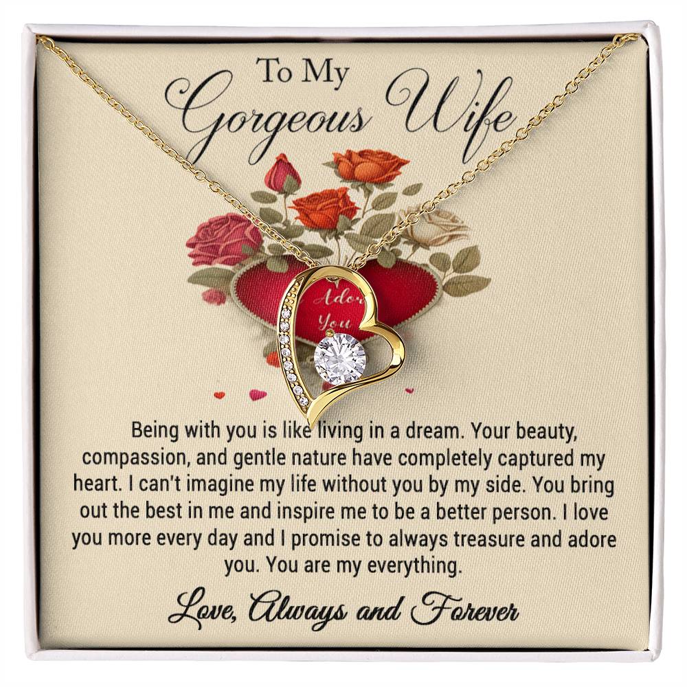 To My Gorgeous Wife I Adore You Forever Love Necklace