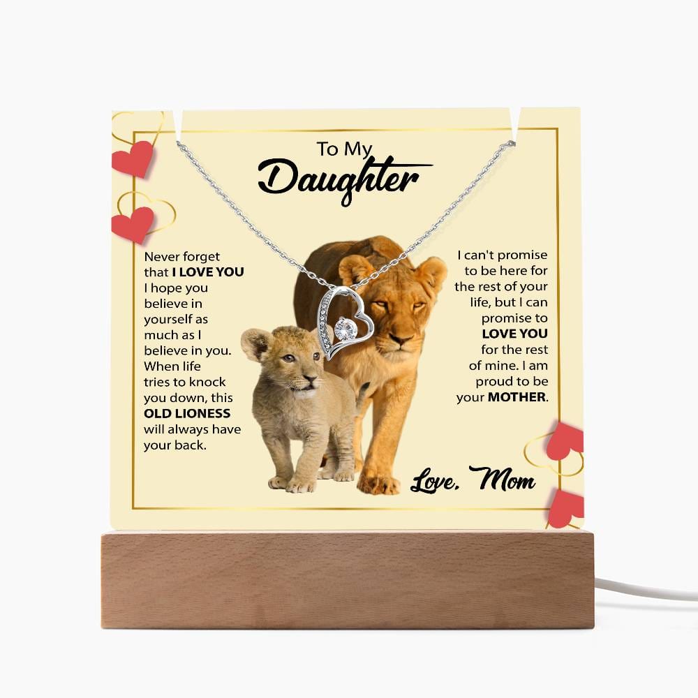 To My Daughter Acrylic Plaque with Heart Necklace