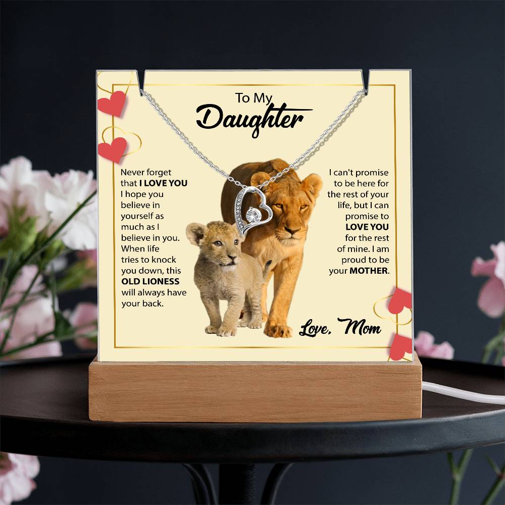 To My Daughter Acrylic Plaque with Heart Necklace