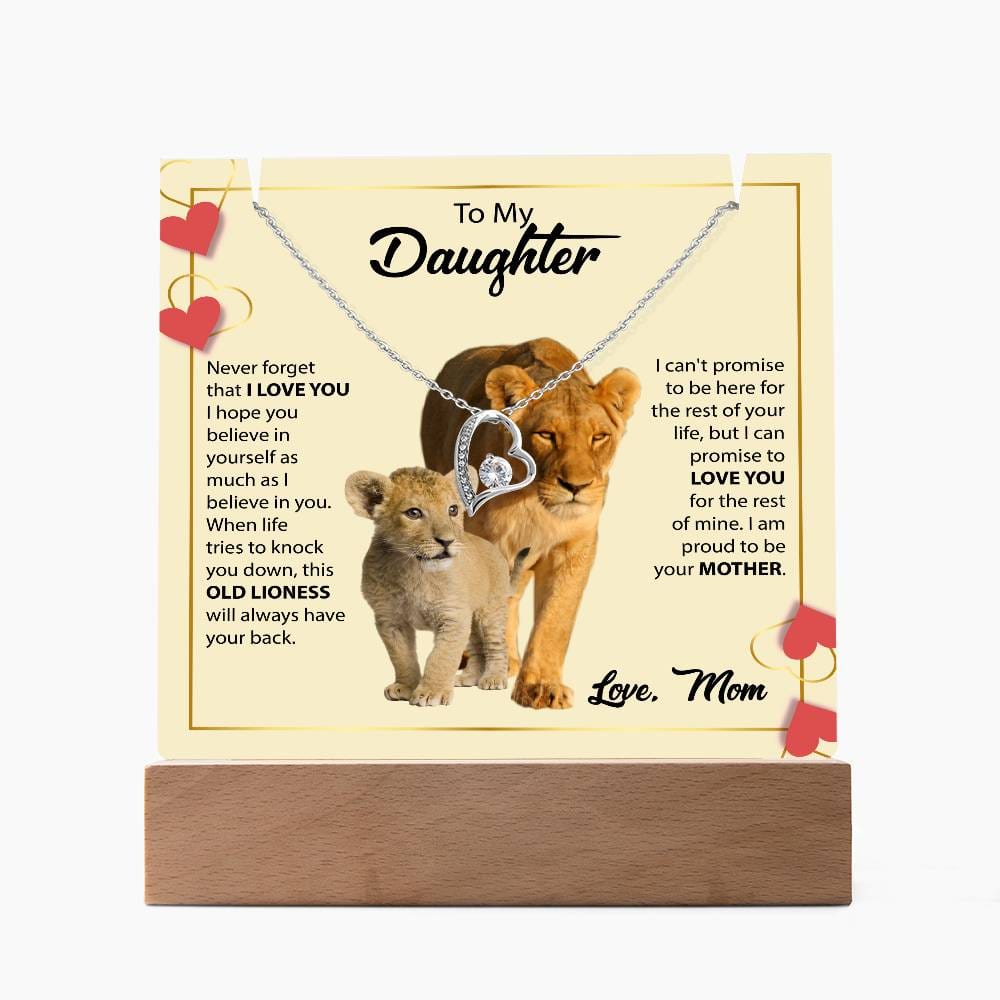 To My Daughter Acrylic Plaque with Heart Necklace