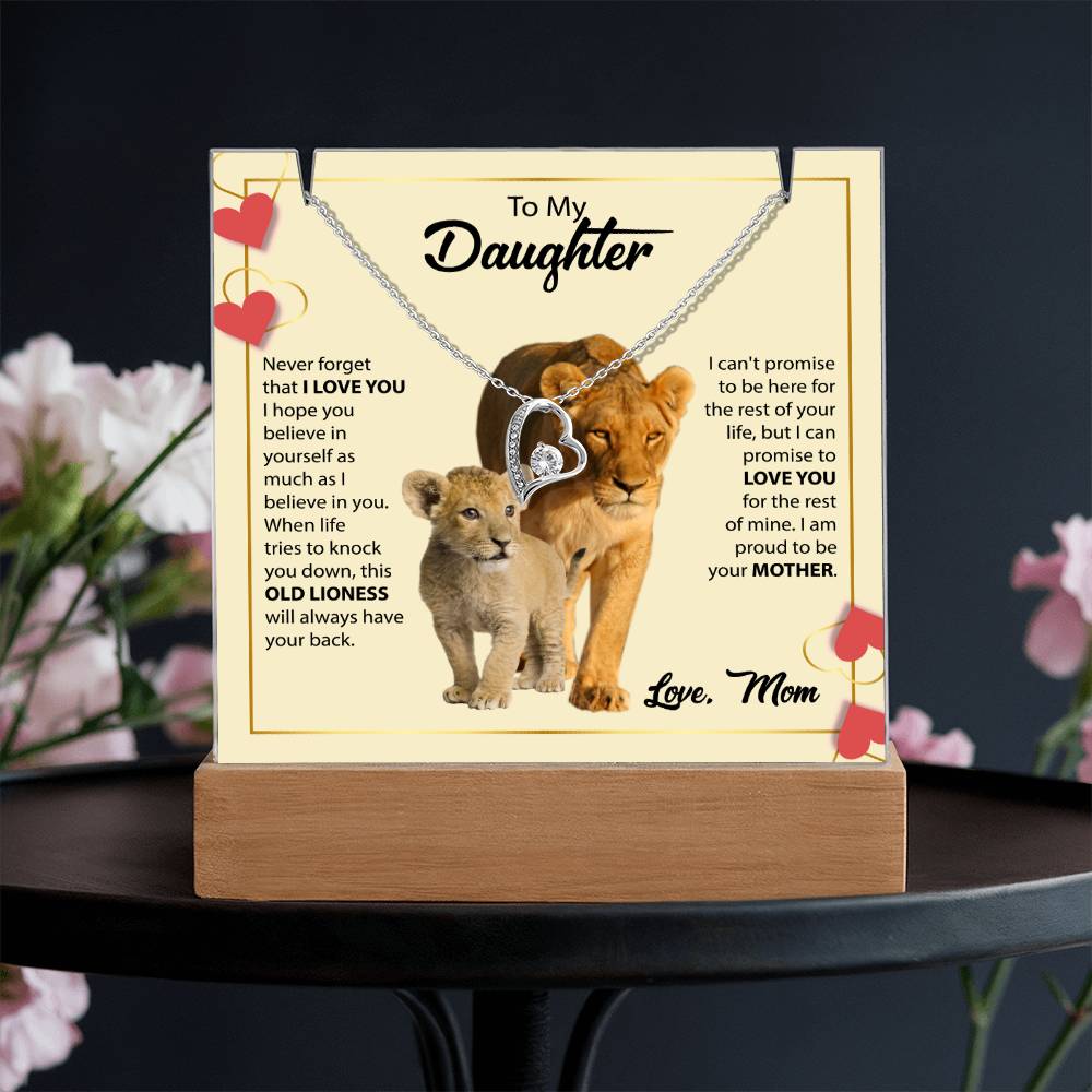 To My Daughter Acrylic Plaque with Heart Necklace