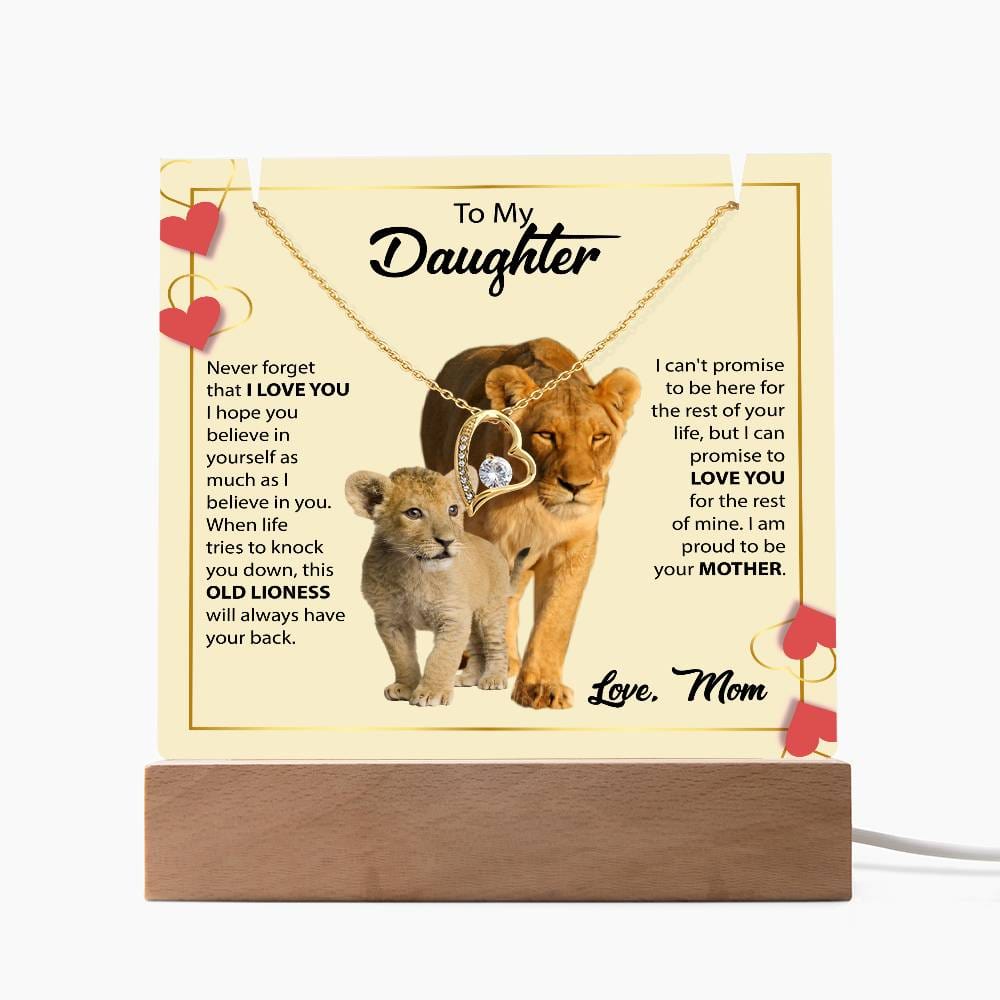 To My Daughter Acrylic Plaque with Heart Necklace