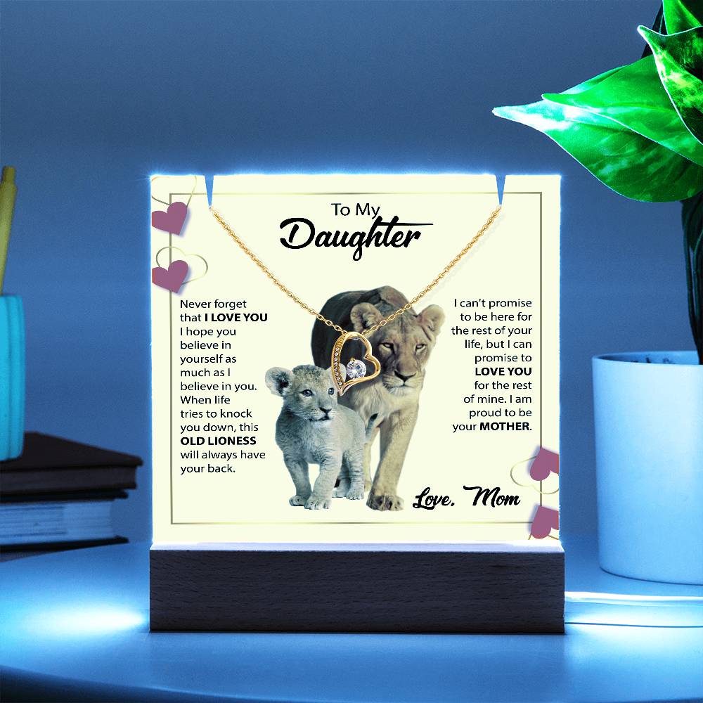 To My Daughter Acrylic Plaque with Heart Necklace