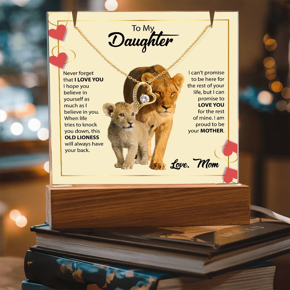To My Daughter Acrylic Plaque with Heart Necklace