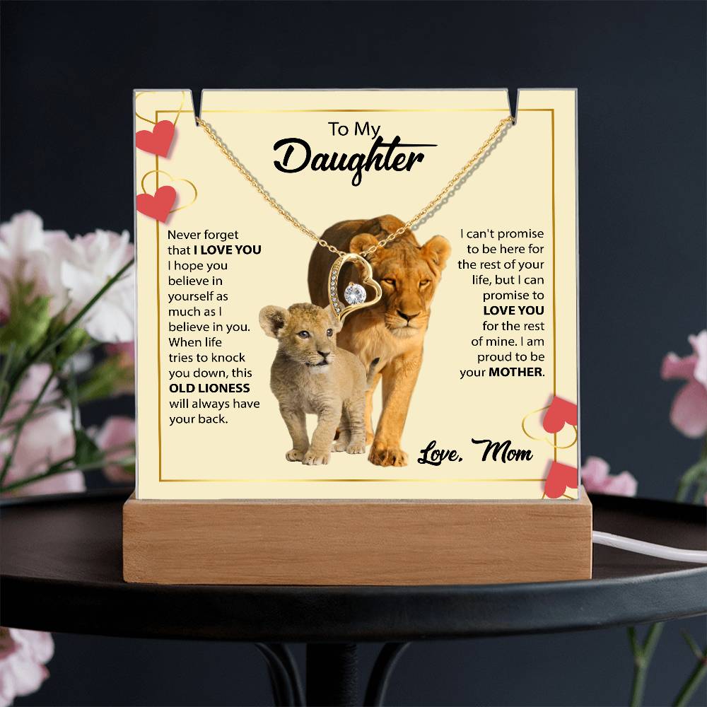 To My Daughter Acrylic Plaque with Heart Necklace