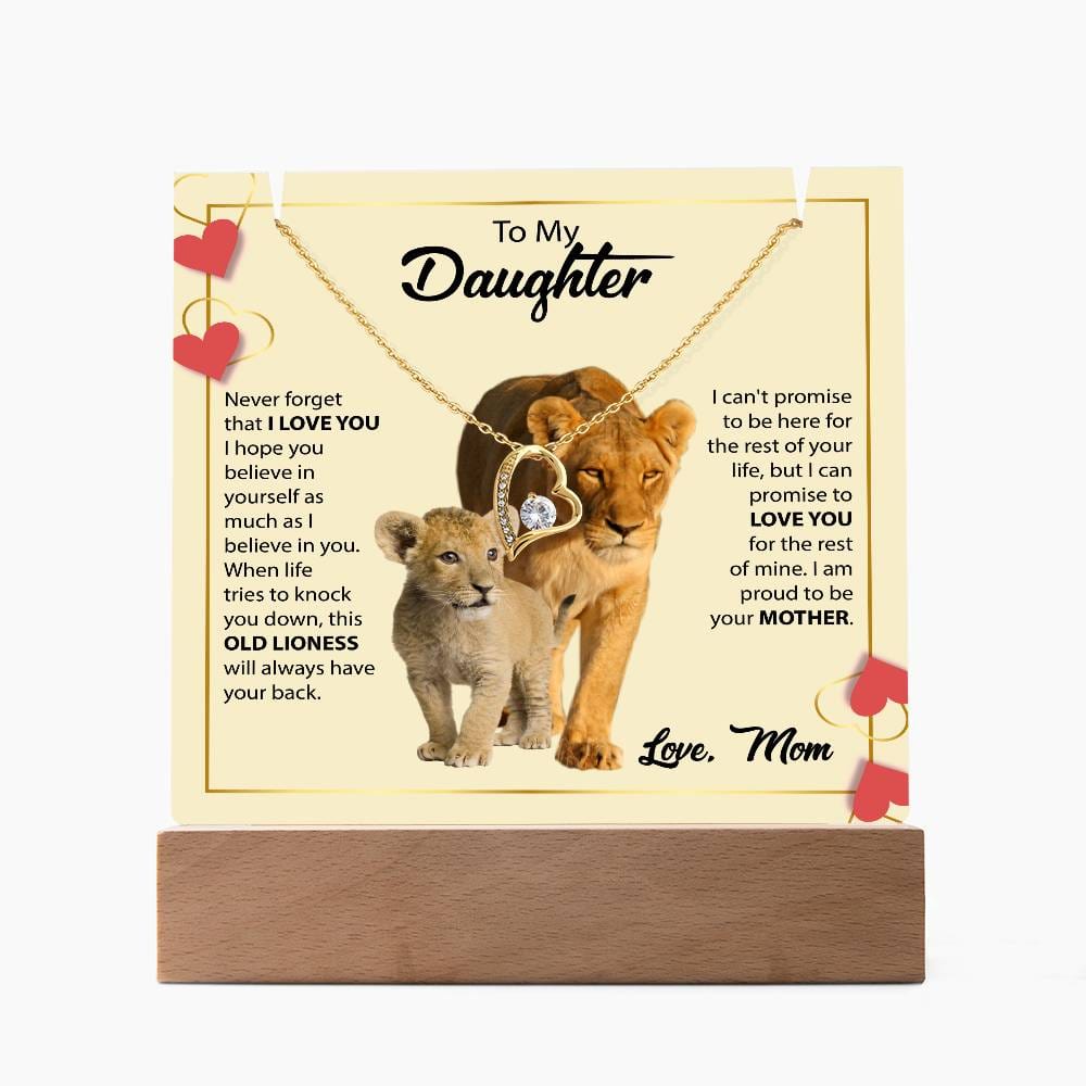 To My Daughter Acrylic Plaque with Heart Necklace