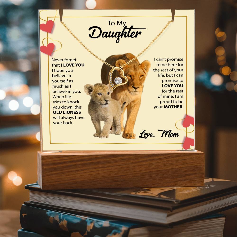 To My Daughter Acrylic Plaque with Heart Necklace