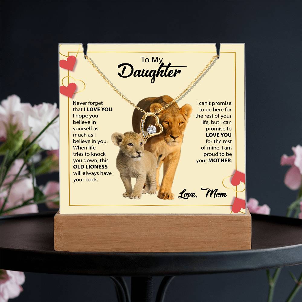 To My Daughter Acrylic Plaque with Heart Necklace
