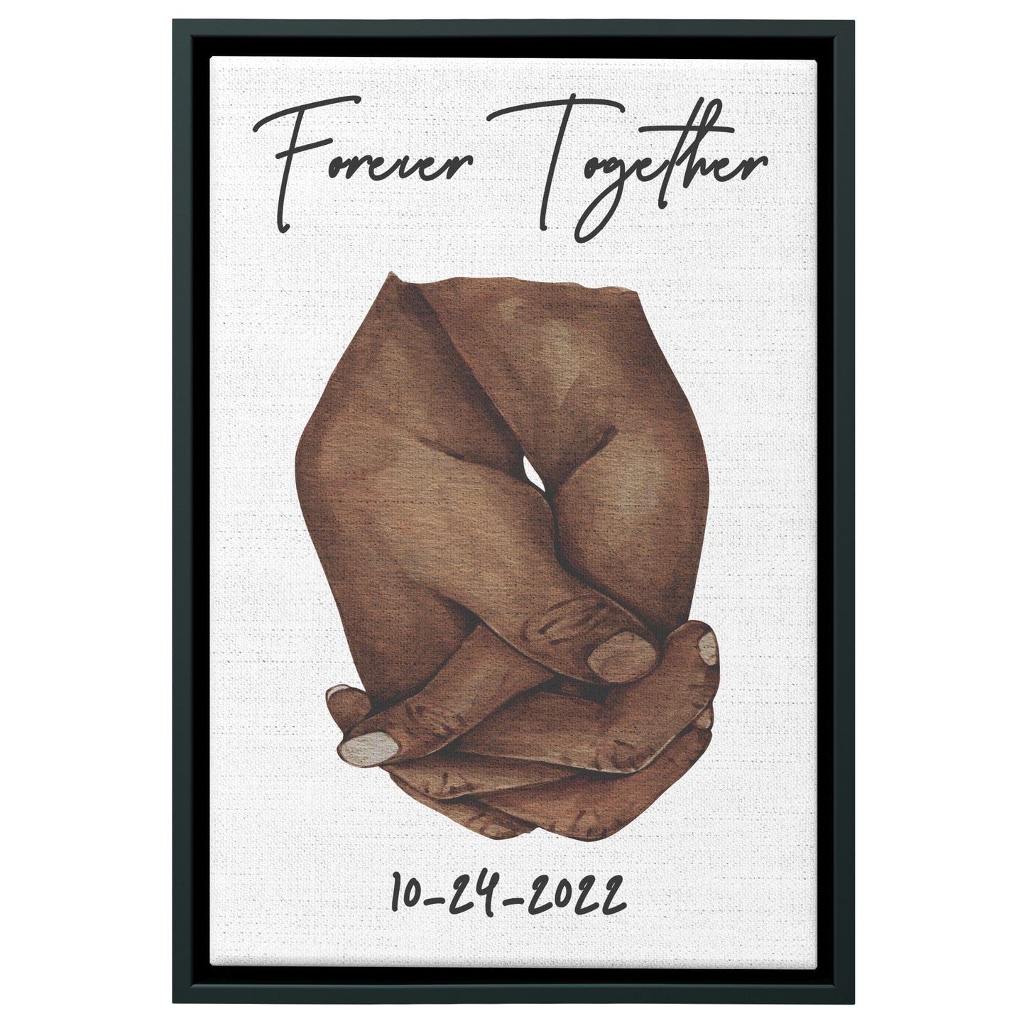 Forever Together Framed Canvas Couple Holding Hands, Personalized Gifts