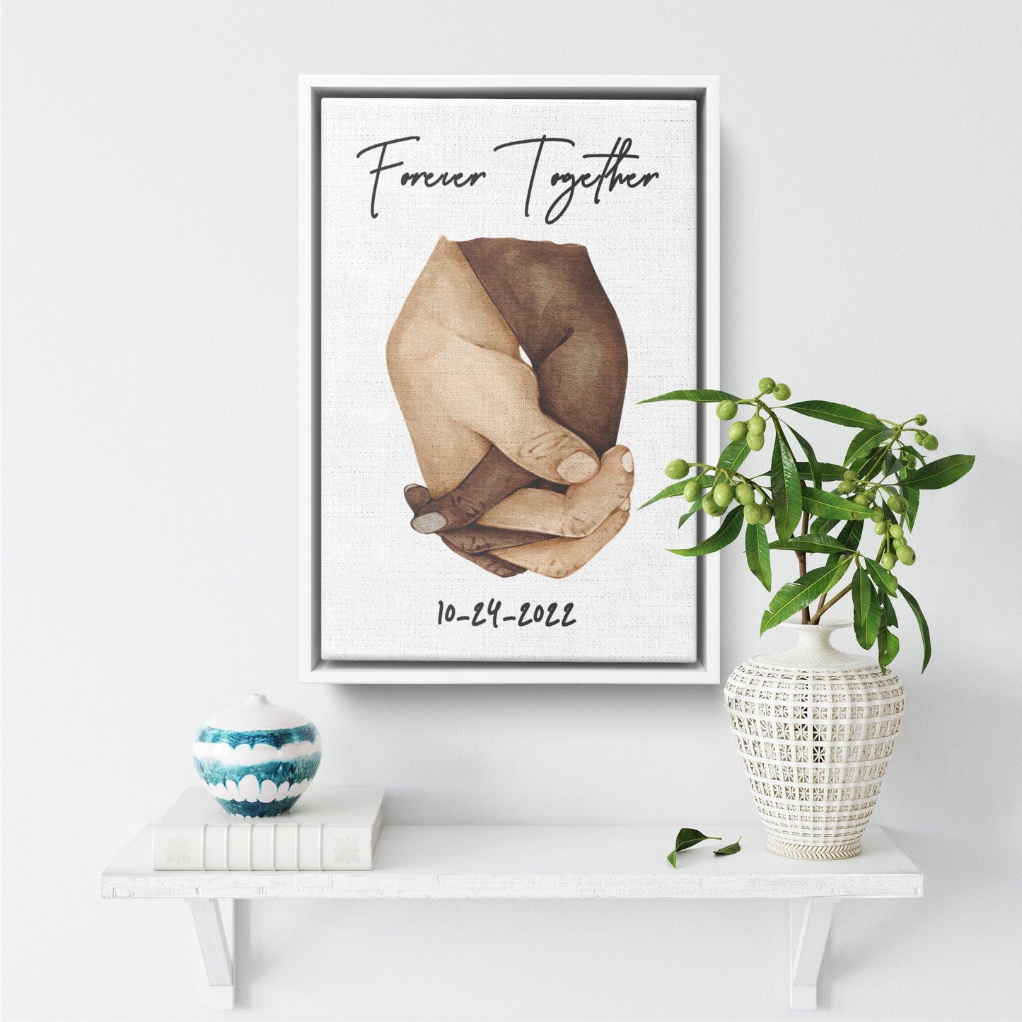Forever Together Framed Canvas Hands, Personalized Gifts