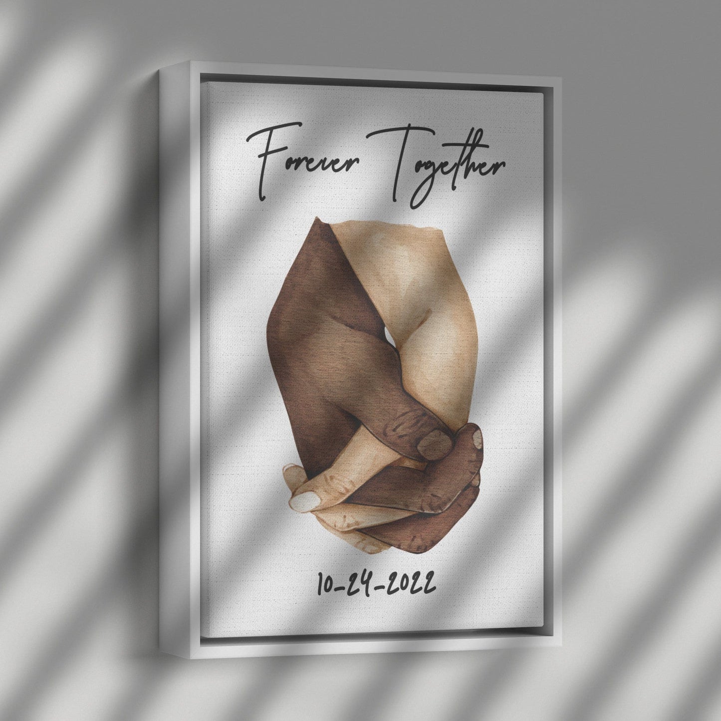 Forever Together Framed Canvas Holding Hands, Personalized Gifts