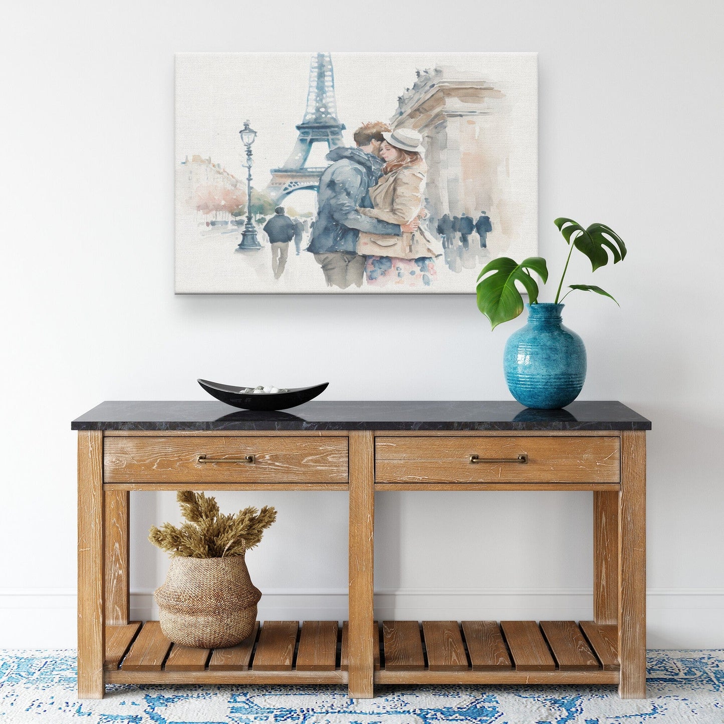 Paris Couple Canvas Wall Art