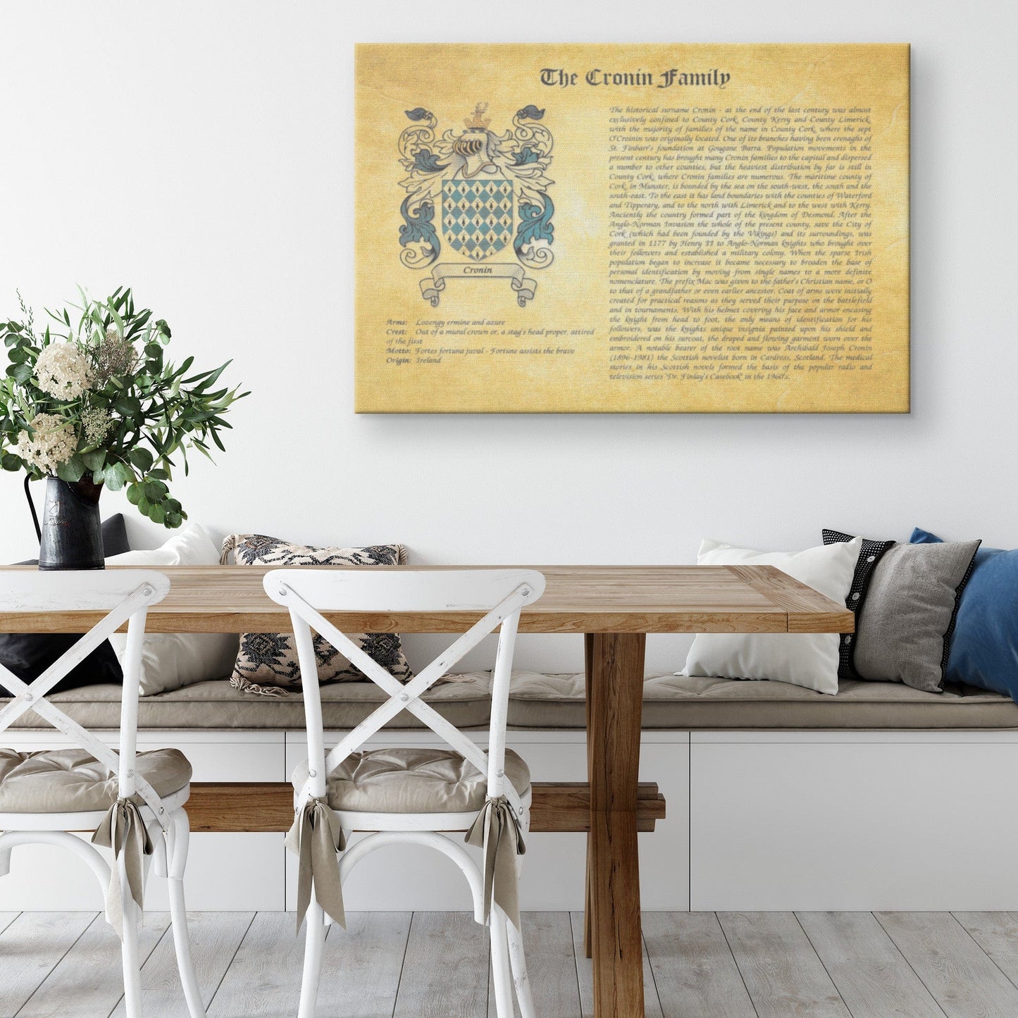 Personalized Coat of Arms and Family History on Canvas Gallery Wrap