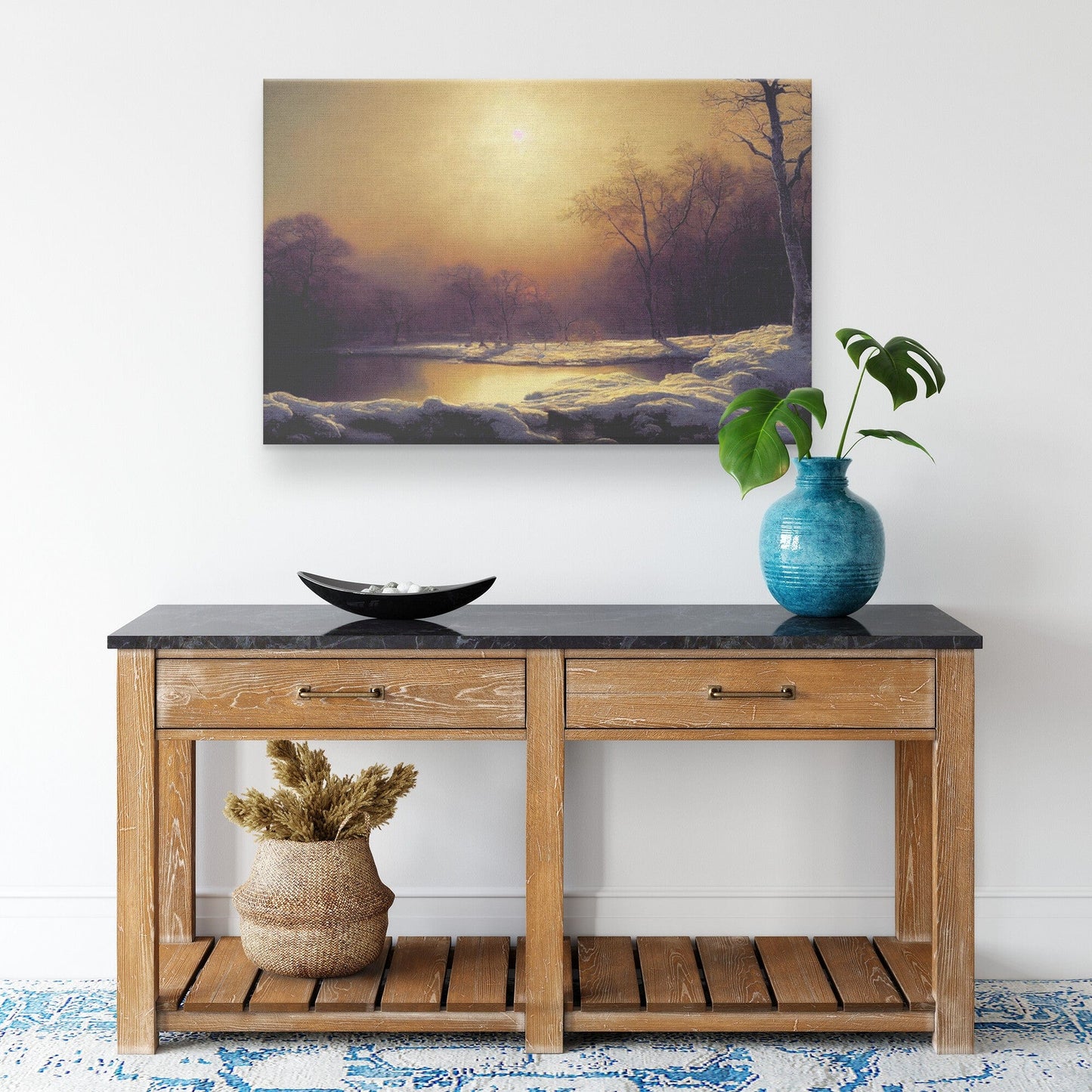 Winter Lake Landscape Canvas Print Wall Decor, Home Decor Wall Hanging, Ready to Hang
