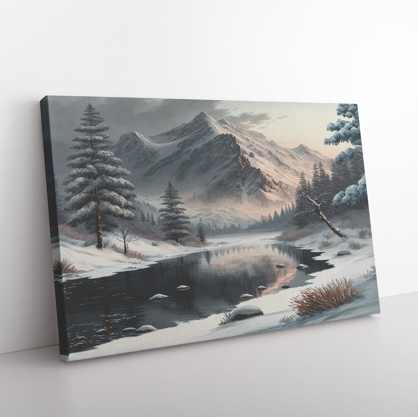 Winter Mountain Landscape Canvas Wall Art