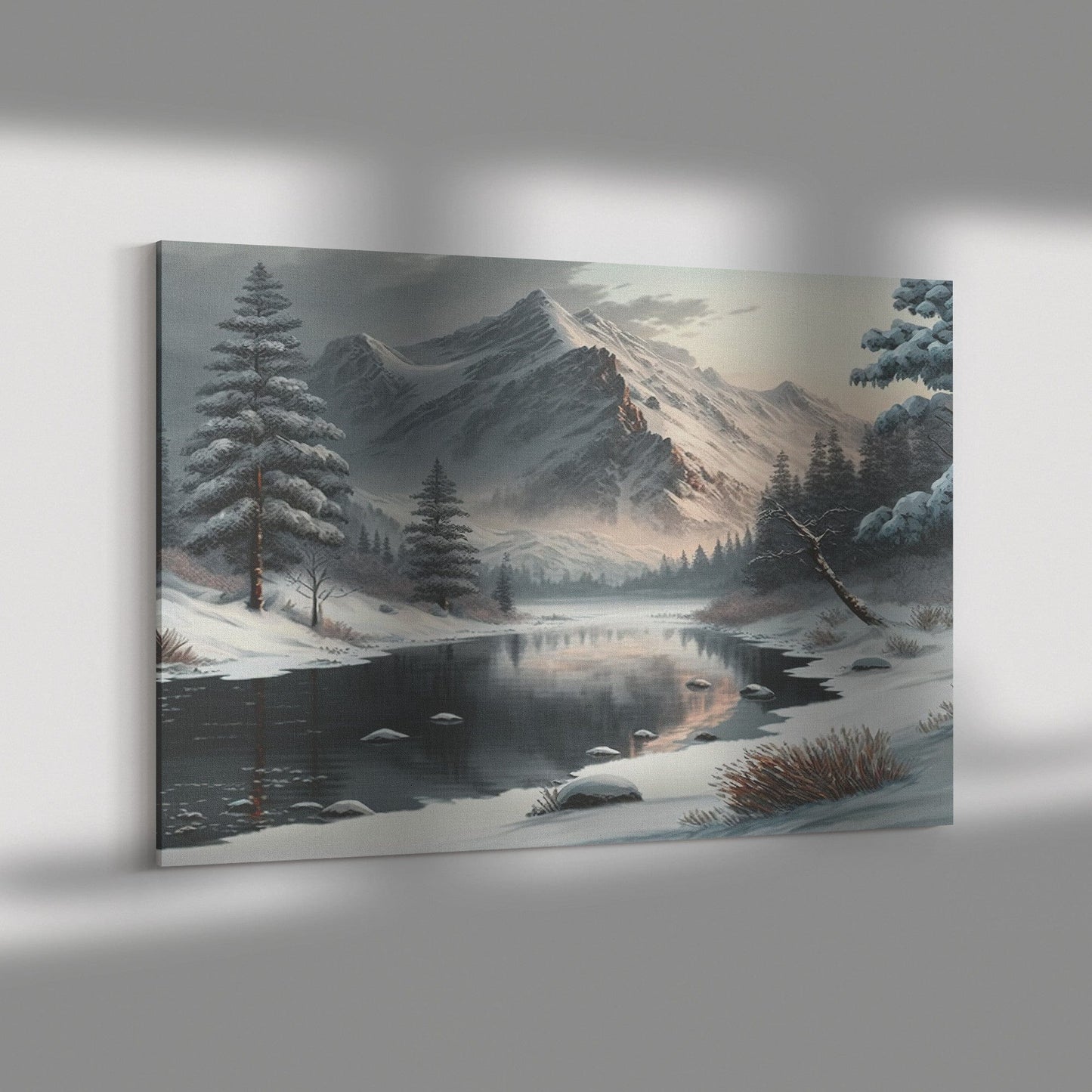 Winter Mountain Landscape Canvas Wall Art