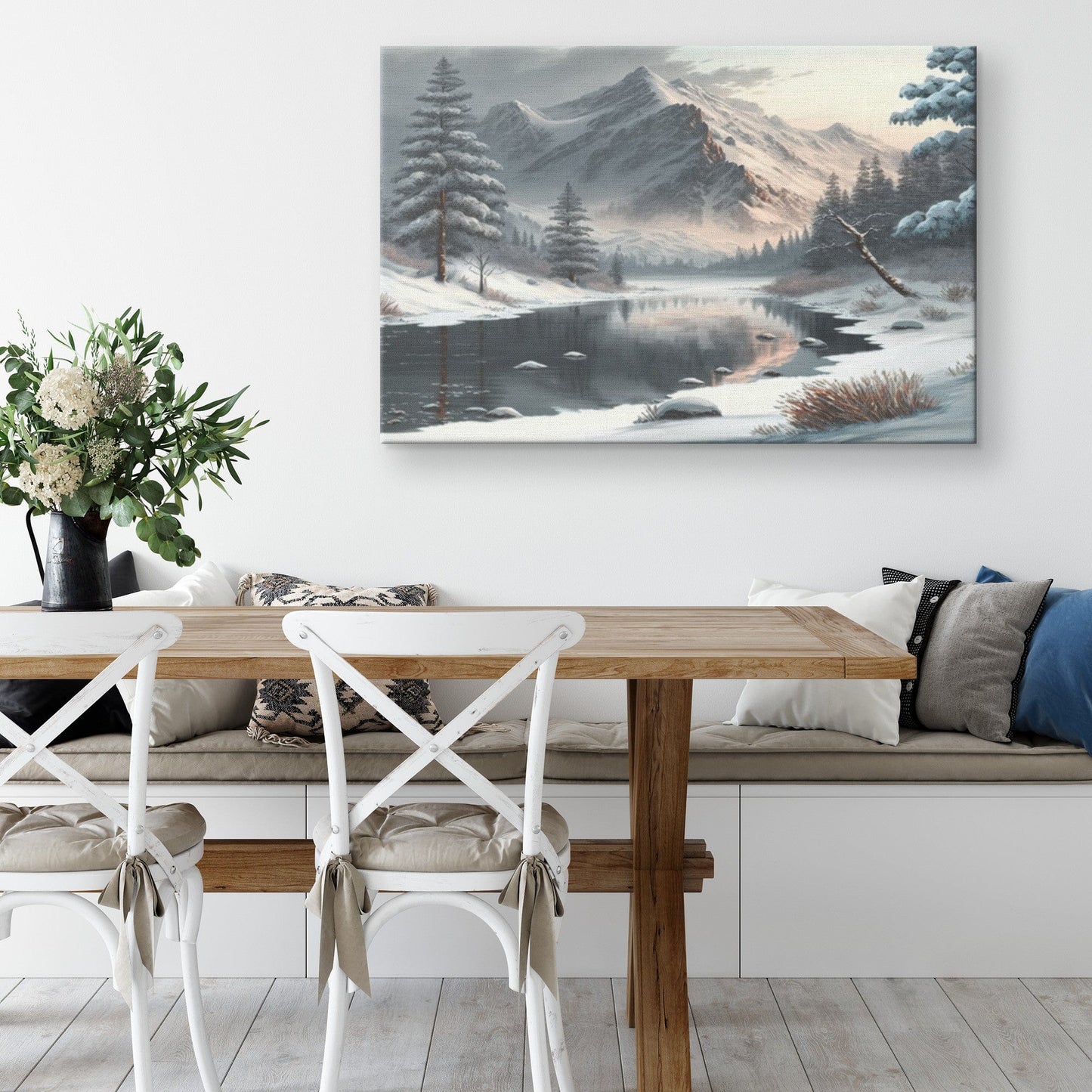 Winter Mountain Landscape Canvas Wall Art