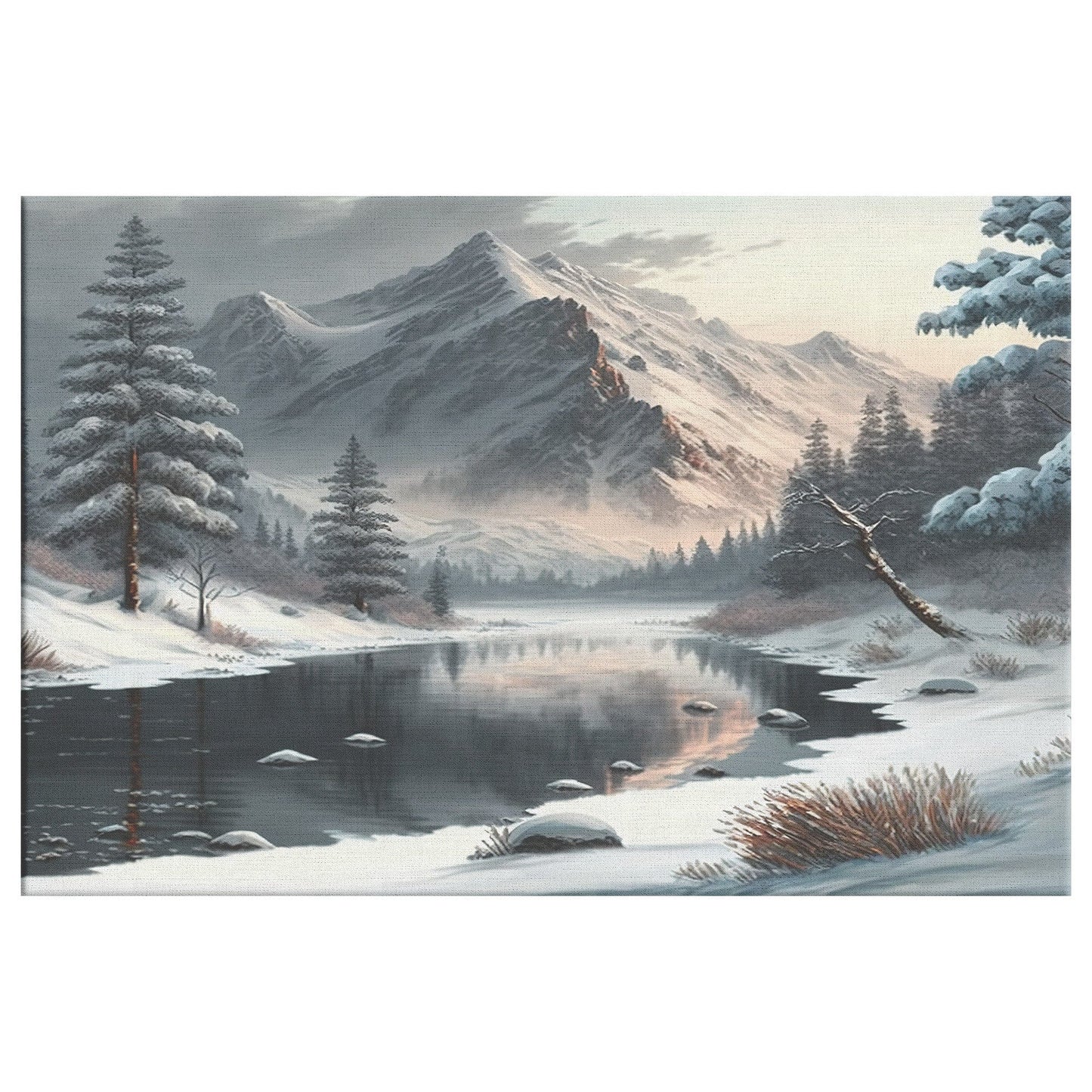 Winter Mountain Landscape Canvas Wall Art