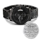 To The Greatest Dad Watch / Engraved Design Black Chronograph Watch