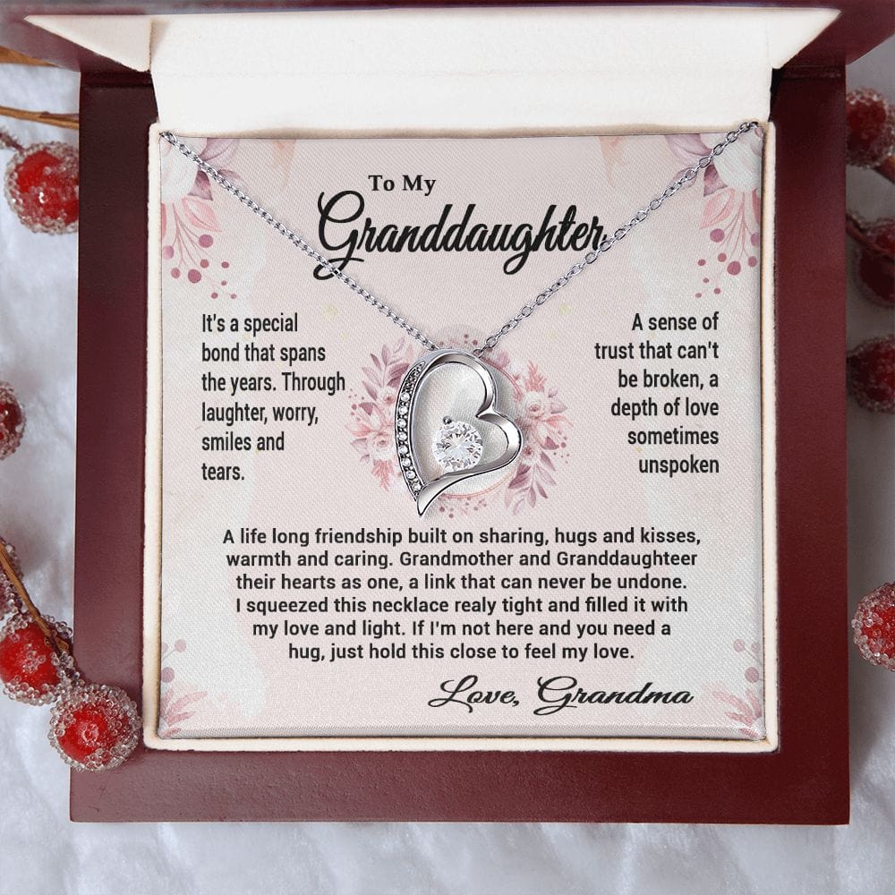 To My Granddaughter Gift Necklace From Grandma / Forever Love Heart Necklace for Granddaughter